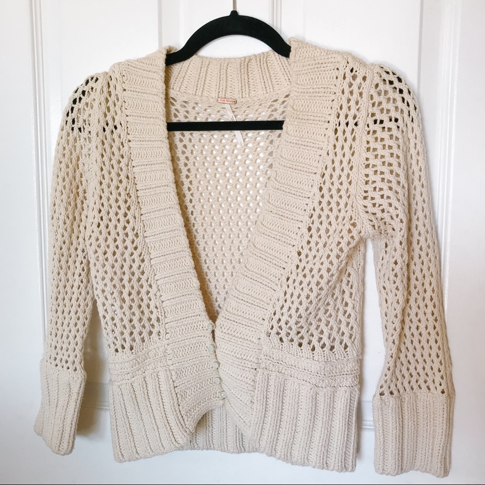 Free People Cropped Knit Cardigan